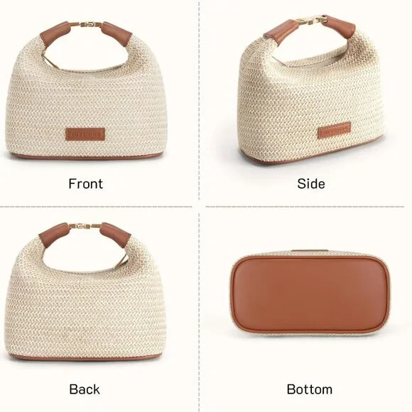 Small Woven Raffia Straw Purse for Women Summer Crossbody Bag Handheld - Picture 6 of 7